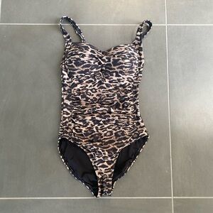 Nip tuck leopard print one piece swimsuit